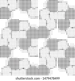 Spotted black and white grunge vector line background. Abstract halftone illustration background. Grunge grid polka dot background pattern