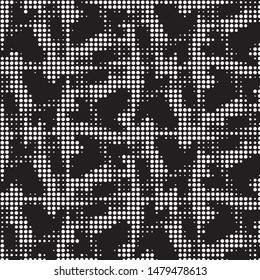 Spotted black and white grunge vector line background. Abstract halftone illustration background. Grunge grid polka dot background pattern