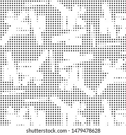 Spotted black and white grunge vector line background. Abstract halftone illustration background. Grunge grid polka dot background pattern