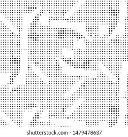 Spotted black and white grunge vector line background. Abstract halftone illustration background. Grunge grid polka dot background pattern