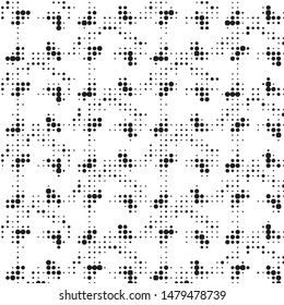 Spotted black and white grunge vector line background. Abstract halftone illustration background. Grunge grid polka dot background pattern