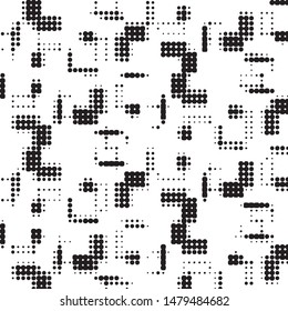 Spotted black and white grunge vector line background. Abstract halftone illustration background. Grunge grid polka dot background pattern