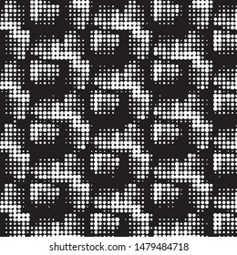 Spotted black and white grunge vector line background. Abstract halftone illustration background. Grunge grid polka dot background pattern