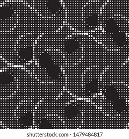 Spotted black and white grunge vector line background. Abstract halftone illustration background. Grunge grid polka dot background pattern