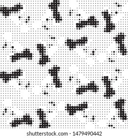 Spotted black and white grunge vector line background. Abstract halftone illustration background. Grunge grid polka dot background pattern
