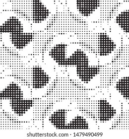Spotted black and white grunge vector line background. Abstract halftone illustration background. Grunge grid polka dot background pattern