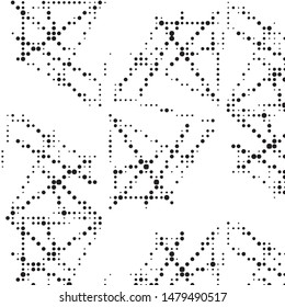 Spotted black and white grunge vector line background. Abstract halftone illustration background. Grunge grid polka dot background pattern