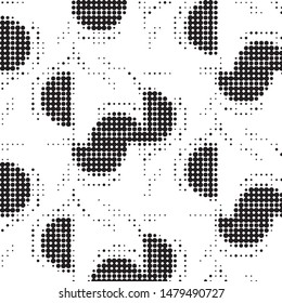 Spotted black and white grunge vector line background. Abstract halftone illustration background. Grunge grid polka dot background pattern