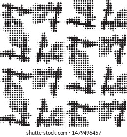 Spotted black and white grunge vector line background. Abstract halftone illustration background. Grunge grid polka dot background pattern