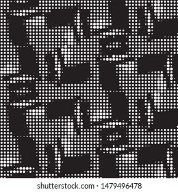 Spotted black and white grunge vector line background. Abstract halftone illustration background. Grunge grid polka dot background pattern