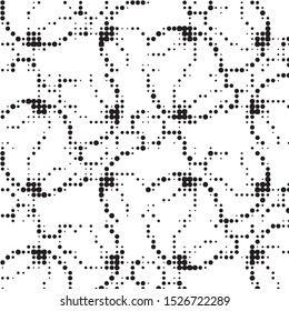 Spotted black and white grunge vector line background. Abstract halftone illustration background. Grunge grid polka dot background pattern