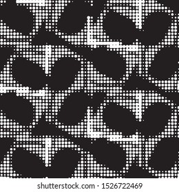 Spotted black and white grunge vector line background. Abstract halftone illustration background. Grunge grid polka dot background pattern
