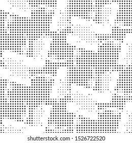 Spotted black and white grunge vector line background. Abstract halftone illustration background. Grunge grid polka dot background pattern