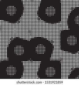 Spotted black and white grunge vector line background. Abstract halftone illustration background. Grunge grid polka dot background pattern