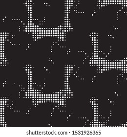 Spotted black and white grunge vector line background. Abstract halftone illustration background. Grunge grid polka dot background pattern