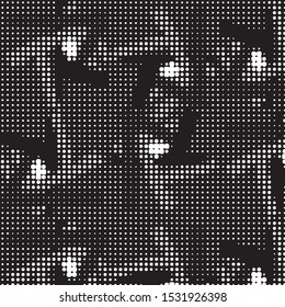 Spotted black and white grunge vector line background. Abstract halftone illustration background. Grunge grid polka dot background pattern