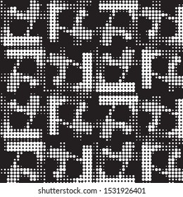 Spotted black and white grunge vector line background. Abstract halftone illustration background. Grunge grid polka dot background pattern