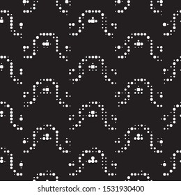 Spotted black and white grunge vector line background. Abstract halftone illustration background. Grunge grid polka dot background pattern

