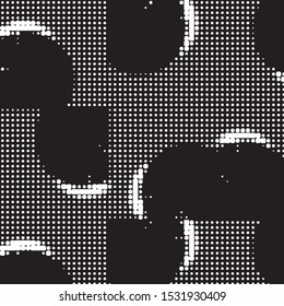 Spotted black and white grunge vector line background. Abstract halftone illustration background. Grunge grid polka dot background pattern
