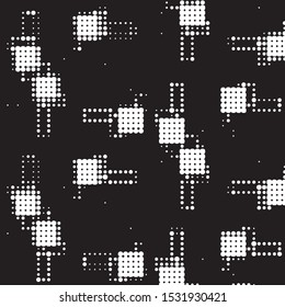 Spotted black and white grunge vector line background. Abstract halftone illustration background. Grunge grid polka dot background pattern
