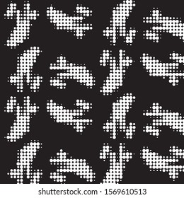 Spotted black and white grunge vector line background. Abstract halftone illustration background. Grunge grid polka dot background pattern