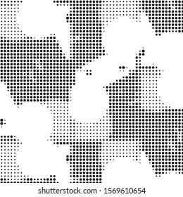 Spotted black and white grunge vector line background. Abstract halftone illustration background. Grunge grid polka dot background pattern