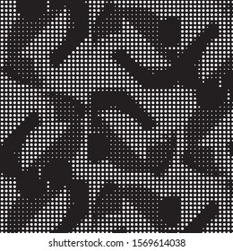 Spotted black and white grunge vector line background. Abstract halftone illustration background. Grunge grid polka dot background pattern