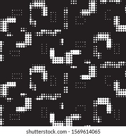 Spotted black and white grunge vector line background. Abstract halftone illustration background. Grunge grid polka dot background pattern