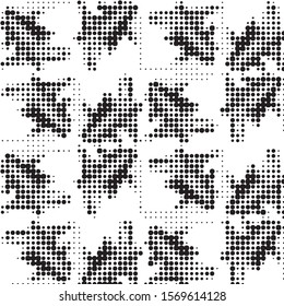 Spotted black and white grunge vector line background. Abstract halftone illustration background. Grunge grid polka dot background pattern