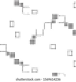 Spotted black and white grunge vector line background. Abstract halftone illustration background. Grunge grid polka dot background pattern
