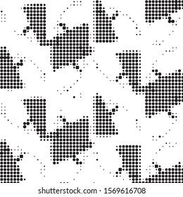 Spotted black and white grunge vector line background. Abstract halftone illustration background. Grunge grid polka dot background pattern