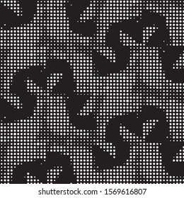 Spotted black and white grunge vector line background. Abstract halftone illustration background. Grunge grid polka dot background pattern