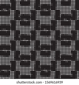 Spotted black and white grunge vector line background. Abstract halftone illustration background. Grunge grid polka dot background pattern