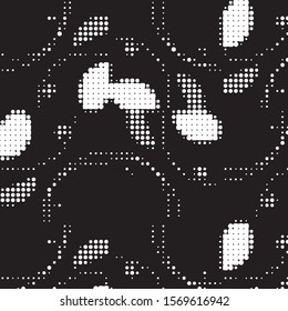 Spotted black and white grunge vector line background. Abstract halftone illustration background. Grunge grid polka dot background pattern