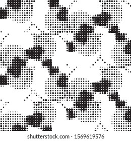 Spotted black and white grunge vector line background. Abstract halftone illustration background. Grunge grid polka dot background pattern