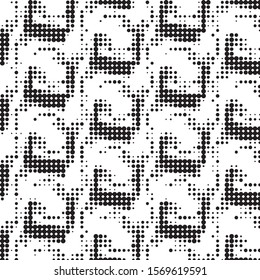 Spotted black and white grunge vector line background. Abstract halftone illustration background. Grunge grid polka dot background pattern