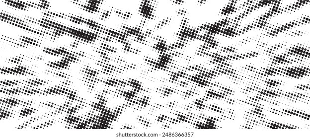 Spotted black and white grunge vector line background. Abstract halftone illustration background. Grunge grid polka dot background