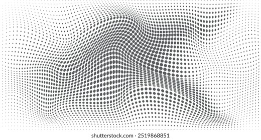 Fundo de linha de vetor grunge preto e branco manchado. Plano de fundo de ilustração de meio-tom abstrato. Padrão de plano de fundo do ponto polka da grade do Grunge