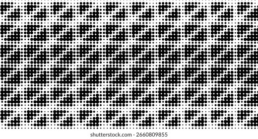 Fundo de linha de vetor grunge preto e branco manchado. Plano de fundo de ilustração de meio-tom abstrato. Padrão de plano de fundo do ponto polka da grade do Grunge
