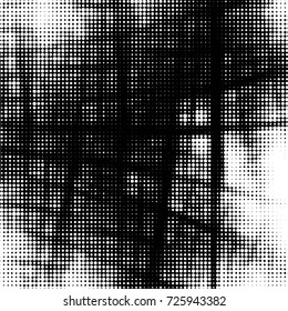 Spotted black and white grunge vector line background. Abstract illustration background. Grunge grid polka dot background pattern
