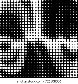 Spotted black and white grunge vector line background. Abstract illustration background. Grunge grid polka dot background pattern
