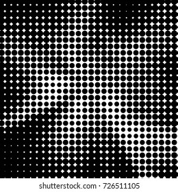 Spotted black and white grunge vector line background. Abstract illustration background. Grunge grid polka dot background pattern
