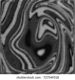 Spotted black and white grunge vector line background. Abstract illustration background. Grunge grid polka dot background pattern

