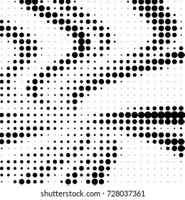 Spotted black and white grunge vector line background. Abstract illustration background. Grunge grid polka dot background pattern
