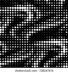 Spotted black and white grunge vector line background. Abstract illustration background. Grunge grid polka dot background pattern
