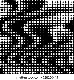 Spotted black and white grunge vector line background. Abstract illustration background. Grunge grid polka dot background pattern
