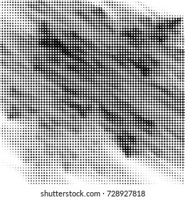 Spotted black and white grunge vector line background. Abstract illustration background. Grunge grid polka dot background pattern
