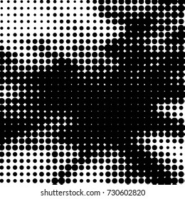 Spotted black and white grunge vector line background. Abstract illustration background. Grunge grid polka dot background pattern
