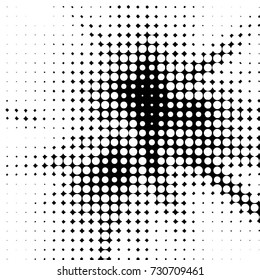 Spotted black and white grunge vector line background. Abstract illustration background. Grunge grid polka dot background pattern

