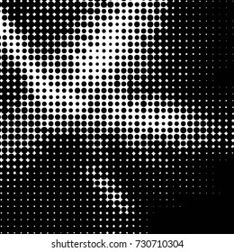 Spotted black and white grunge vector line background. Abstract illustration background. Grunge grid polka dot background pattern
